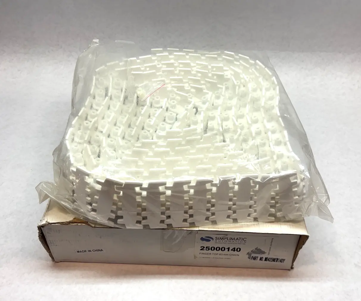 New | in-Stock Simplimatic Automation 83mm Finger Top Conveyor Chain Conveyor Parts Michigan US | Maverick Industrial Sales #1401556