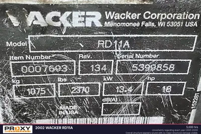 Used 2002 WACKER RD11A Single Drum Rollers New Jersey US | Proxy Equipment #1385338