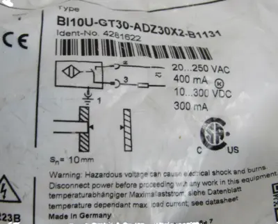 NEW TURCK BI10U-GT30-ADZ30X2-B1131 SENSOR 4281622 BI10UGT30ADZ30X2B1131