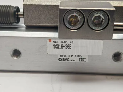 MXQ16-30B | SMC  Guided Slide Table Pneumatic Cylinder w/ Absorbers - New