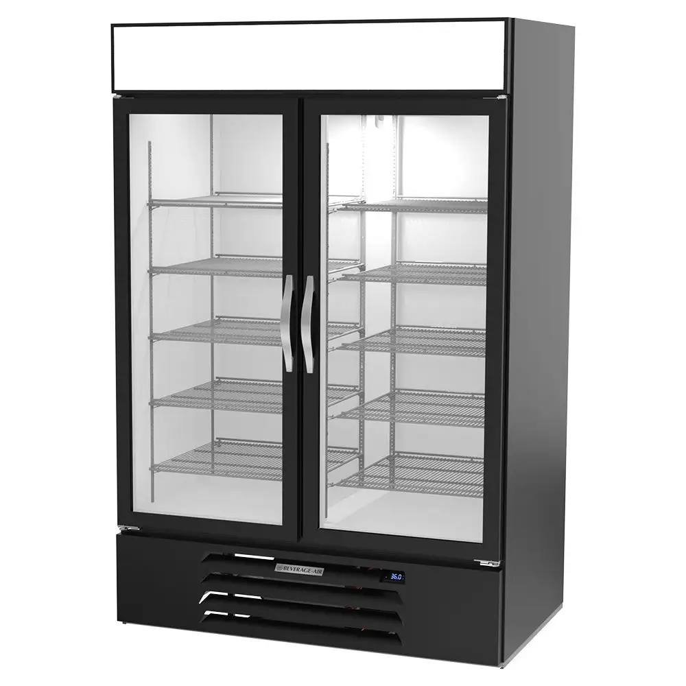 Beverage-Air MMR49HC-1-B 52" Marketmax® Two Section Glass Door Merchandiser - (2) Left/right Hinge Doors, Black, 115v