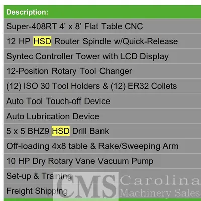 USED CASTALY 4'X8' CNC ROUTER WITH OFFLOADING