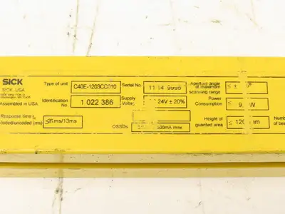 Sick C40E-1203CC010 C4000 Series Safety Light Curtain Emitter 1200mm