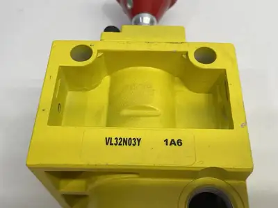 USED EMERSON NUMATICS LOCKOUT/SHUTOFF VALVE 3/8" IN/OUT 1/2" EXHAUST