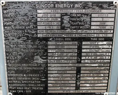 Used DAEKYUNG MACHINERY & ENGINEERING AES 52X288 Heat Exchangers Illinois US | Aaron Equipment #85133