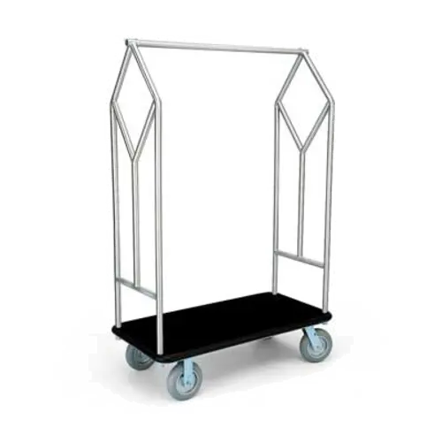 Forbes Industries Luggage Cart w/ Carpeted Deck - 44"L x 23"W x 71 1/4"H, Brushed Steel (2484)