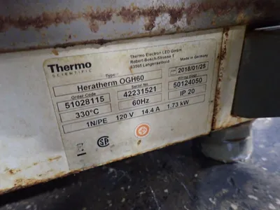 USED 2018 THERMO SCIENTIFIC HERATHERM OGH60