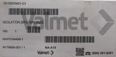 NEW VALMET 001680N63-03 BRONZE ISOLATOR 001680N6303 J009681315