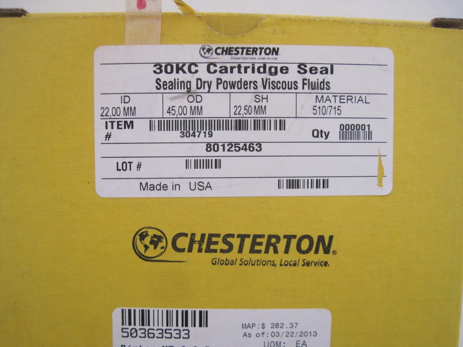 NEW CHESTERTON 30KC CARTRIDGE SEAL 22,00MM ID 45,00MM OD