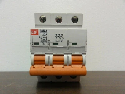 LS Breaker Model BKN-b, 20A Circuit Breaker - 3-Pole, 240 VAC, Type: D
