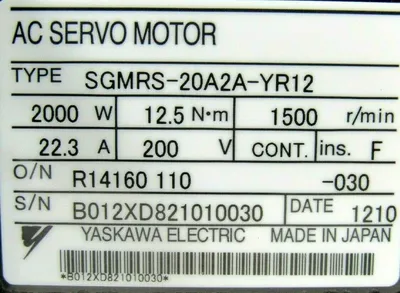 NEW YASKAWA ELECTRIC SGMRS-20A2A-YR12 AC SERVO MOTOR SGMRS20A2AYR12