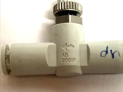USED SMC INLINE PNEUMATIC SPEED CONTROLLER ONE‑TOUCH FLOW VALVE LOT OF 2