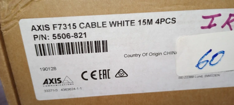 New | in-Stock Axis F7315 Cable White 15M 4PCS Security & Surveillance Arizona US | ASSET CONVERSION SPECIALISTS, INC. #324672