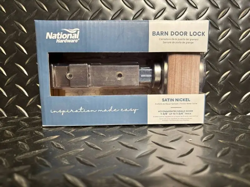 National Hardware Barn Door Lock Satin Nickel - Fits 1-3/8 to 1-3/4 in thick doors