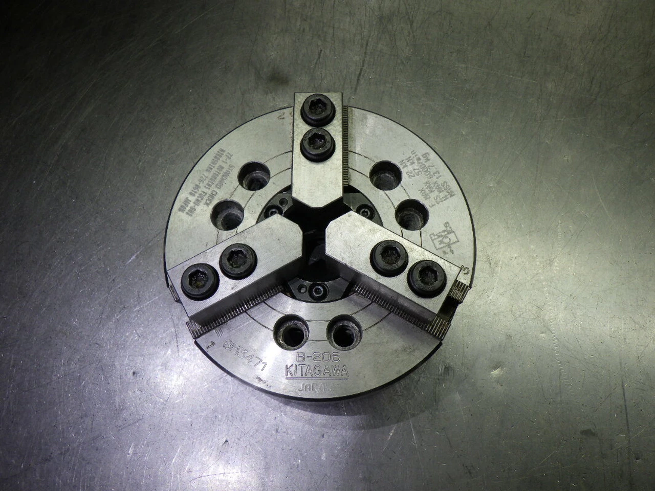 Kitagawa 6" 3 Jaw Thru Hole Power Lathe Chuck W/Jaws B-206 (LOC733A)