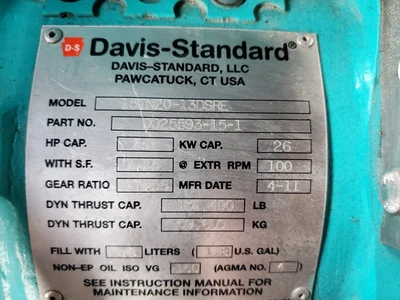 Davis Standard 1.5" Cold Feed Rubber Extruder