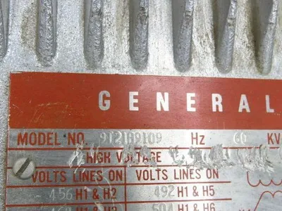 GE 9T21B9109 Stepdown Power Transformer 15 kVA 1Ph HV 480V LV 120/240V