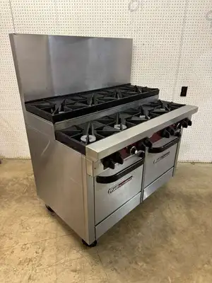 Used Southbend Used 48" Southbend X448EE 8 Burner Range w/ (2) Space Saver Ovens, Natural Gas Commercial Ranges Illinois US | Falcon Restaurant Supply #1374937