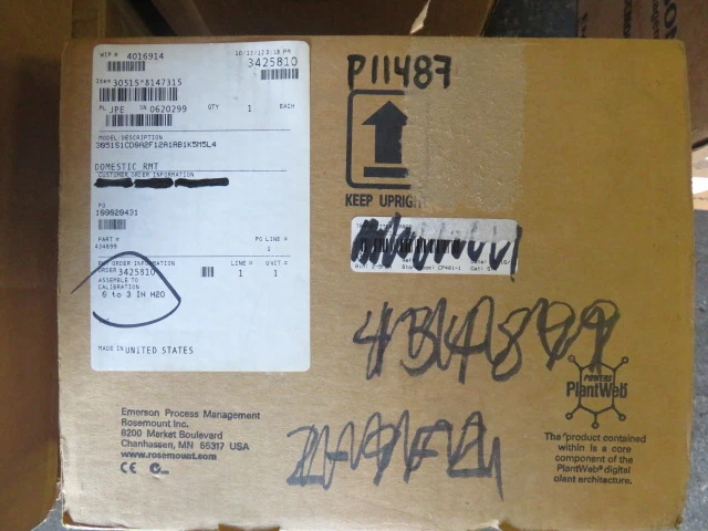Rosemount 3051S1CD0A2F12A1AB1K5M5L4 , Cal. 0-3" H2O Unused