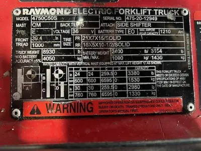 Used RAYMOND 4750C50S 4-Wheel Sit down Electric Counterbalance Forklifts Illinois US | Somerset Equipment Sales #1546143