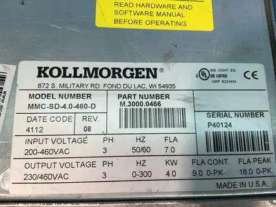 Used KOLLMORGEN MMCSD4.0460D Servo Drives Ohio US | HGR 24 #1330298