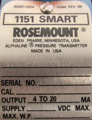 NEW ROSEMOUNT 1151DP3S22M7B1DF PRESSURE TRANSMITTER