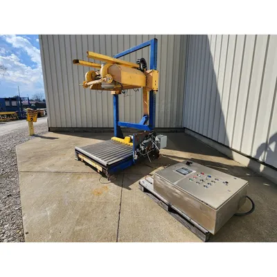 Used Flexicon Rear Post Bulk Bag Filler with powered roller conveyor