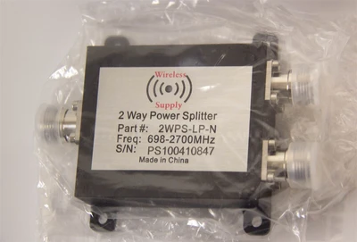 Wireless Supply 2WPS-LP-N 2 Way Power Splitter 698-2700 MHz Freq NEW (10127)R