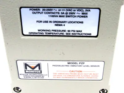 NEW MONITOR TECHNOLOGIES PZP VIBRATOR LEVEL SENSOR