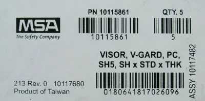 NEW BOX OF 5 MSA 10115861 VISOR V-GARD SHADE 5 17"x8"