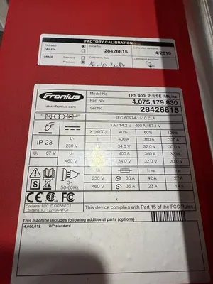 Used FRONIUS TPS 400I PULSE MV/NC Mig Welders South Carolina US | ESS Industrial Equipment Sales #1360568