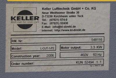 Used 2006 KELLER L-CUT-1-P2 Dust Collectors New Jersey US | Machinery Values #886911