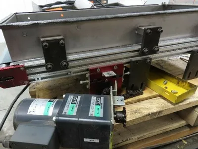 NKE 12"x 33" Small Parts Conveyor Low Profile Flat Belt Slow Feed 220V 1FPM