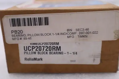 Reliamark UCP20720RM Pillow Block Bearing 1-1/4 Bore 2 Bolt STOCK #K-1794