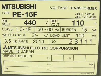 Mitsubishi PE-15F Step-Down Power Transformer 15VA HV 440V LV 110V