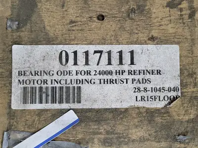 Bearing Ode for 24,000HP Refiner Motor 0117111 w/ Thrust Pads
