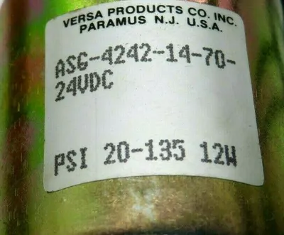 NEW VERSA VALVES ASG-4242-14-70-24VDC VALVE ASG4242147024VDC