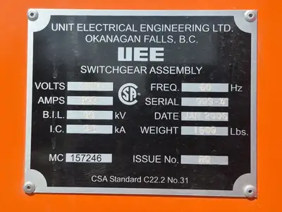 Used 2006 UEE _UNKNOWN_ Switchgears British Columbia CA | Lenmark #239361