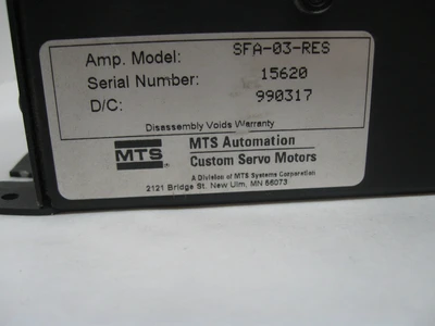 USED CUSTOM SERVO MOTORS SFA-03-RES