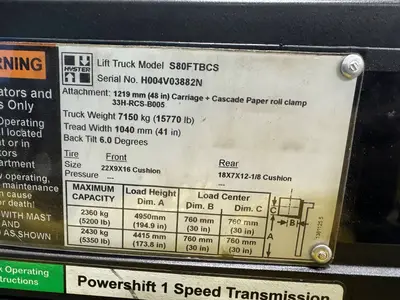 Used 2015 HYSTER S80FT Misc Forklifts Minnesota US | Birnstengel Equipment #1550225