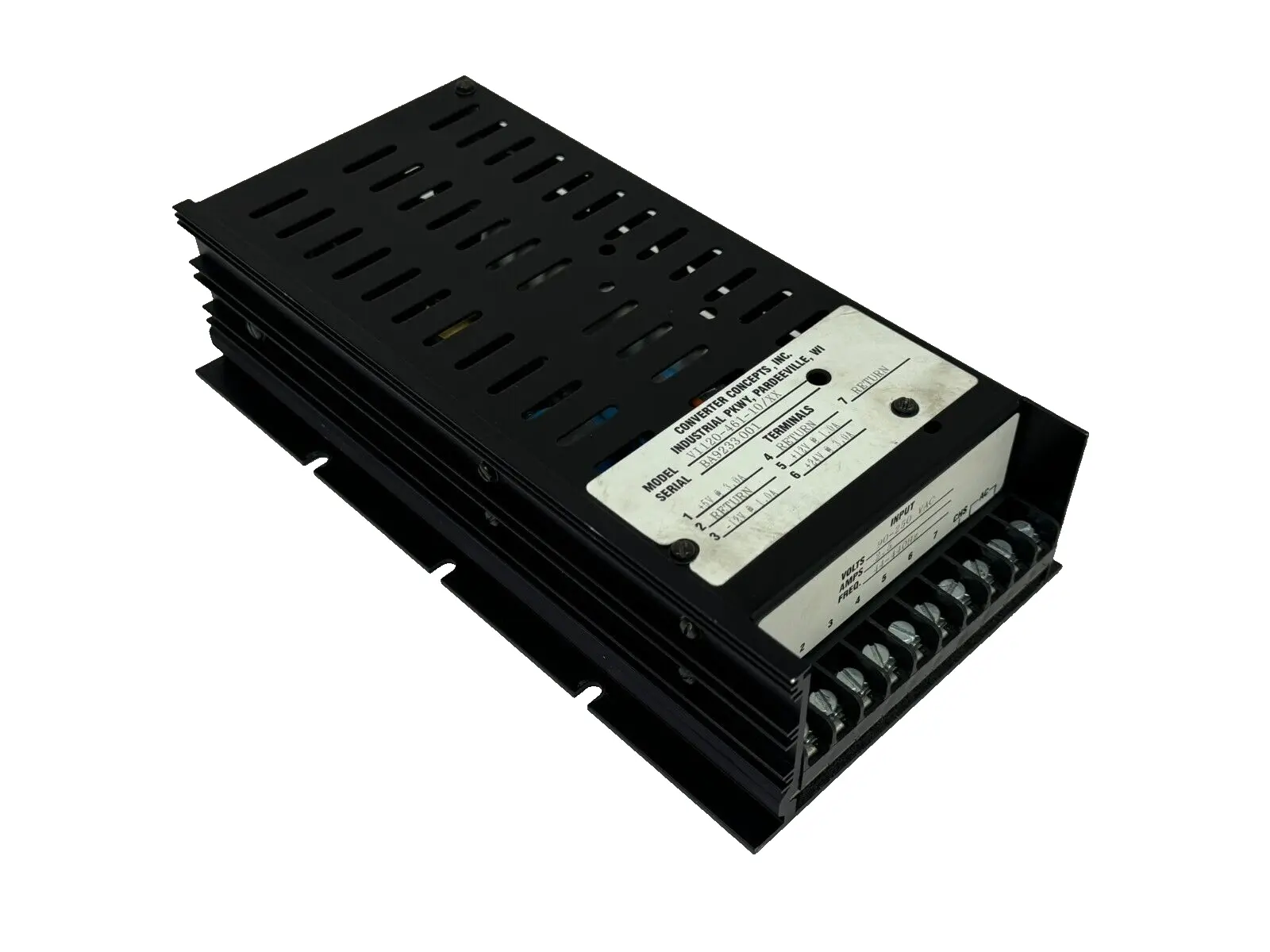 USED CONVERTER CONCEPTS VI120-461-10/XX POWER SUPPLY 90-250VAC 2.5A 44-440HZ