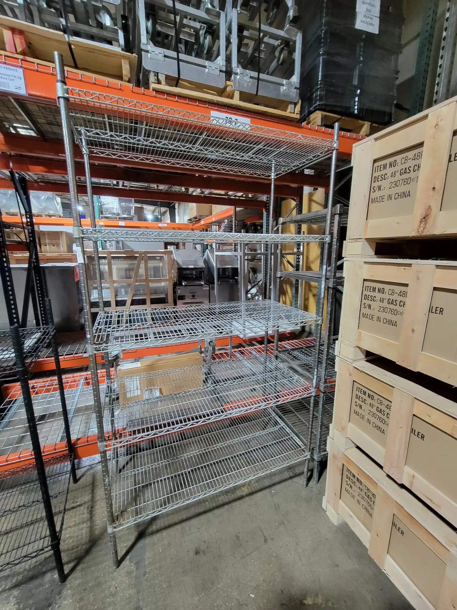 Used Chrome Wire Shelving, 48"  x 24", 5 Shelves