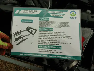 Skid Steer Auger Black