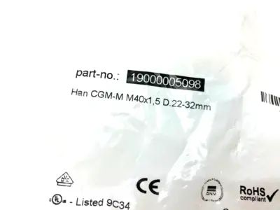 19000005098 | Harting  Cable Gland Brass M40 Han CGM-M M40x1,5 D.22-32mm - New