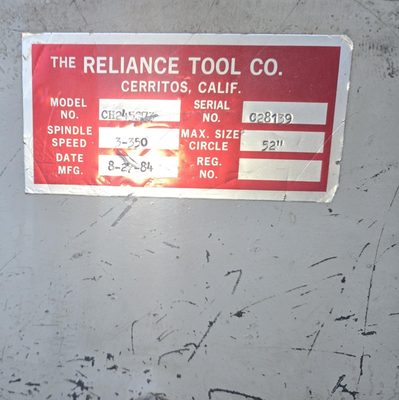 U14716C Used Reliance/May 52″ circle shear