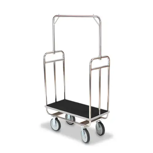 Forbes Industries Economy Luggage Cart w/ Carpeted Deck - 37"L x 18 1/2"W x 65 1/2"H, Chrome Plated (H1210-8C)
