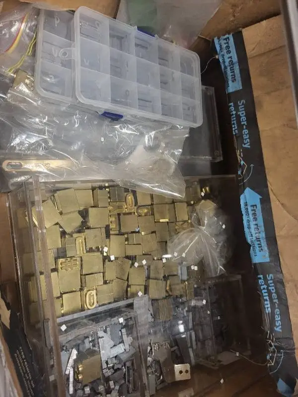 Box of Brass and Metal Printing Letterpress Type and Tools