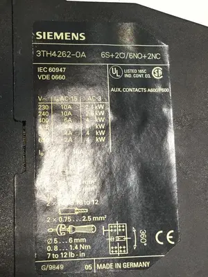 Used SIEMENS 3TH4262-0A PLC Contactors | Ideal Machinery #619929