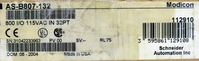 NEW MODICON AS-B807-132 INPUT MODULE 800 I/O ASB807132