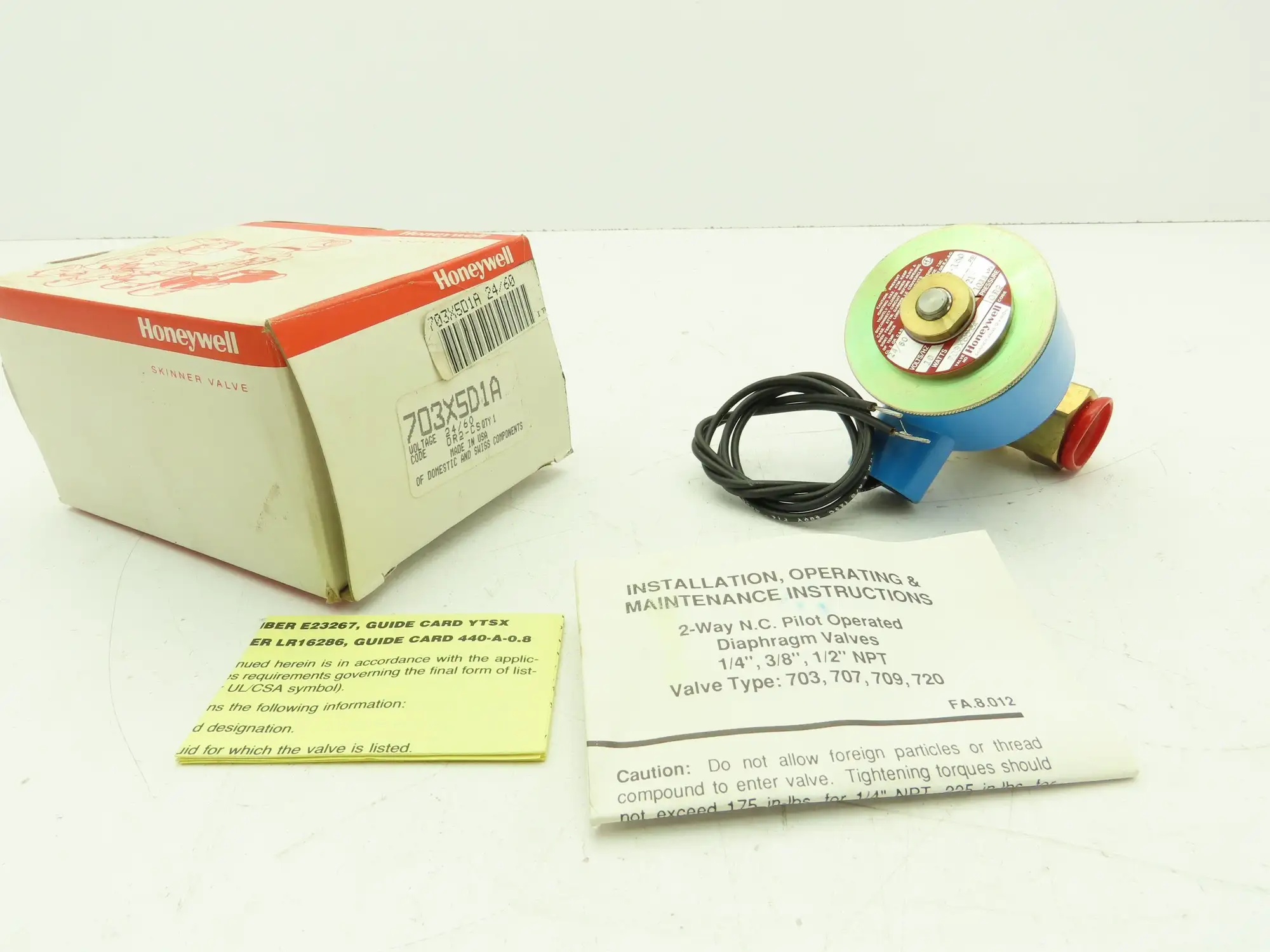 Honeywell Skinner 703X5D1A Solenoid Valve 2-Way NC 24VAC 60Hz 150 PSI 1/2" NPT